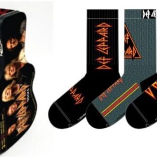 Def Leppard - Def Leppard Unisex Sock Guitar Tin: Logos (Multicolour) (UK Size 6.5 - 11)