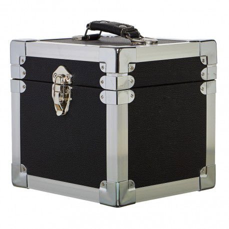 BLACK 7 Inch 50 Record Storage Carry Case Black Accessories