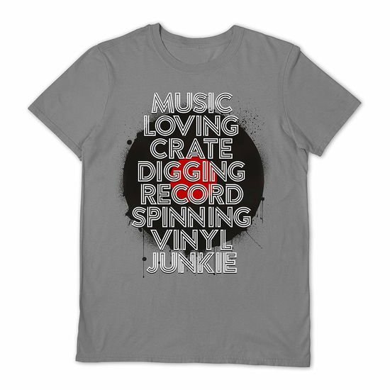 Vinyl Junkie - Music Loving Crate Digging Grey Small T Shirt
