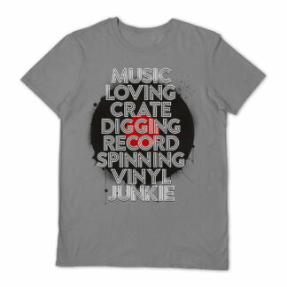 Vinyl Junkie - Music Loving Crate Digging Grey Medium T Shirt