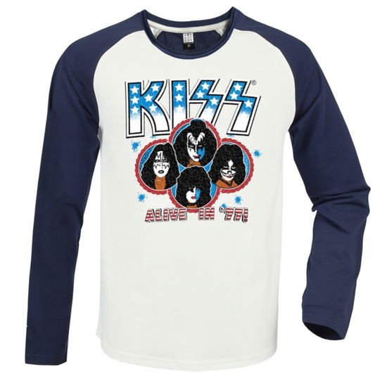 KISS Kiss Alive In 77 Vintage White / Navy X Large Baseball Jersey Merch