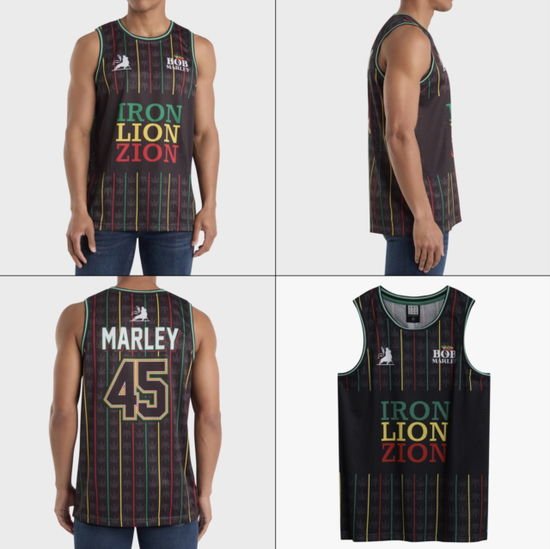 BOB MARLEY Bob Marley Iron Lion Zion Black Basketball Jersey Small Merch