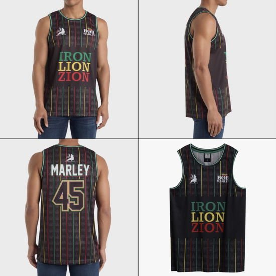 BOB MARLEY Bob Marley Iron Lion Zion Black Basketball Jersey Large Merch