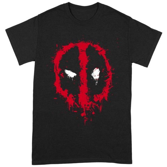 DEADPOOL Splat Face Large Black T-Shirt Merch